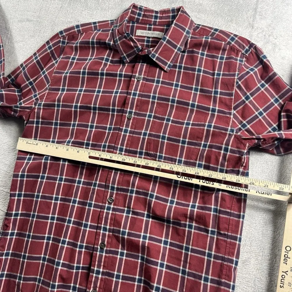 Outerknown Men's Small Red‎ Plaid Long Sleeve Casual Button Up Shirt